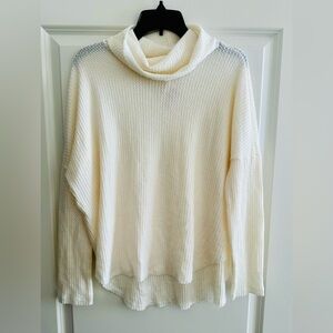 NWT Everly Waffle Turtleneck Cream Shirt Size L